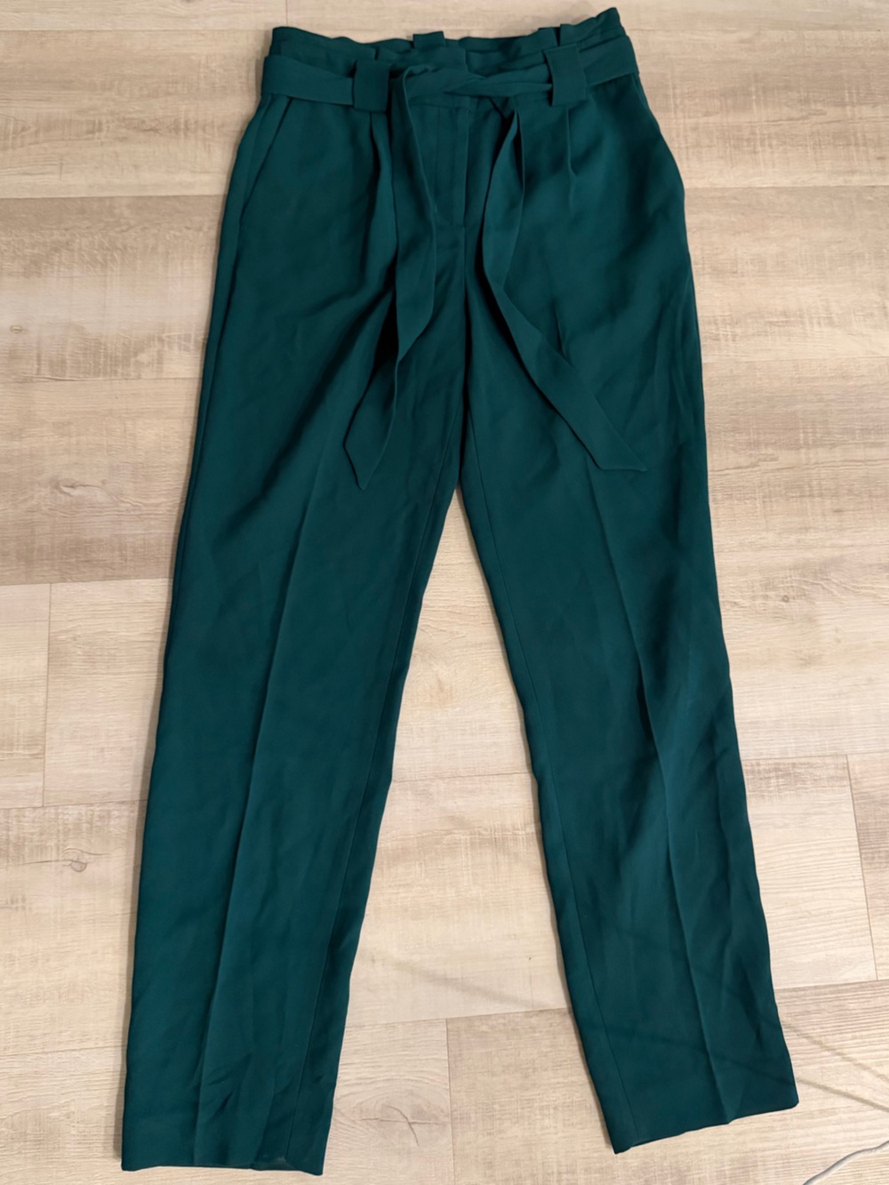 Express Teal Paperbag Waist Ankle Pants - Picture 2 of 6